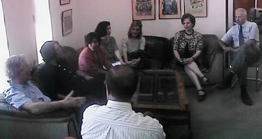 Photo: Birzeit University administration members meet with Chomsky