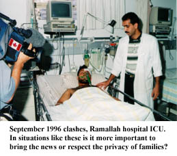 Photo: Journalists in Ramallah ICU during September 1996 clashes. Appropriate?