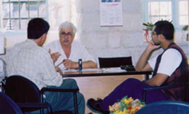 Abdel Jawad Saleh being interviewed by Mahmoud Najjar and Adam Hanieh for Birzeit University.