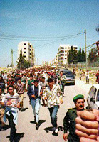 Photo: Running students and police from my van perch.