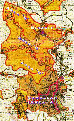 Map: Oslo areas of Ramallah and Birzeit