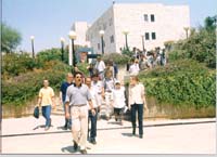 Photo: PAS student chats with Palestinian students on Birzeit campus
