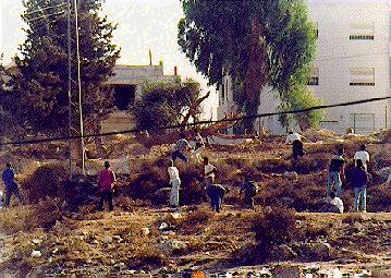 Photo: Palestinians throwing stones at Israelis